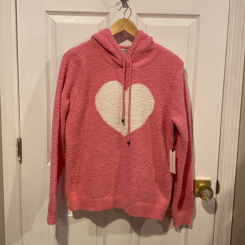 NEW Cupcakes and Cashmere Valentine’s Day Pink Heart Hoodie Women’s Size Medium